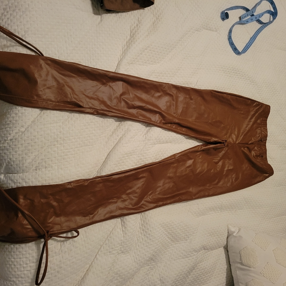 Faux leather pants